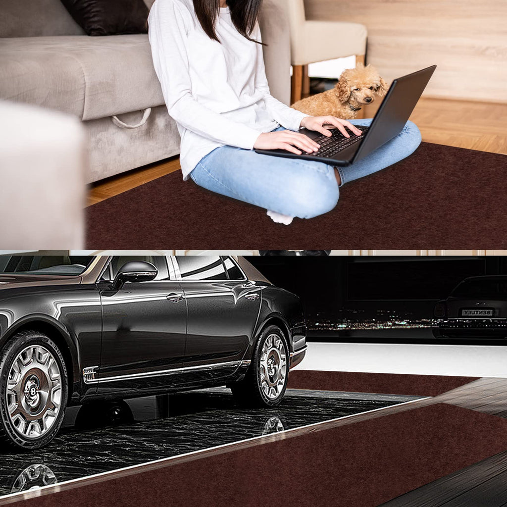 2' x 56' Runner Rugs with Rubber Backing, Indoor Outdoor Utility Carpet Runner Rugs, Chocolate Brown, Can Be Used as