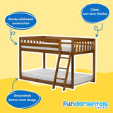 Fundamental Twin Low Bunk Bed, Kids Solid Wood Modern Bed Frame with Strong Wooden Slats, Non-Toxic Finishes