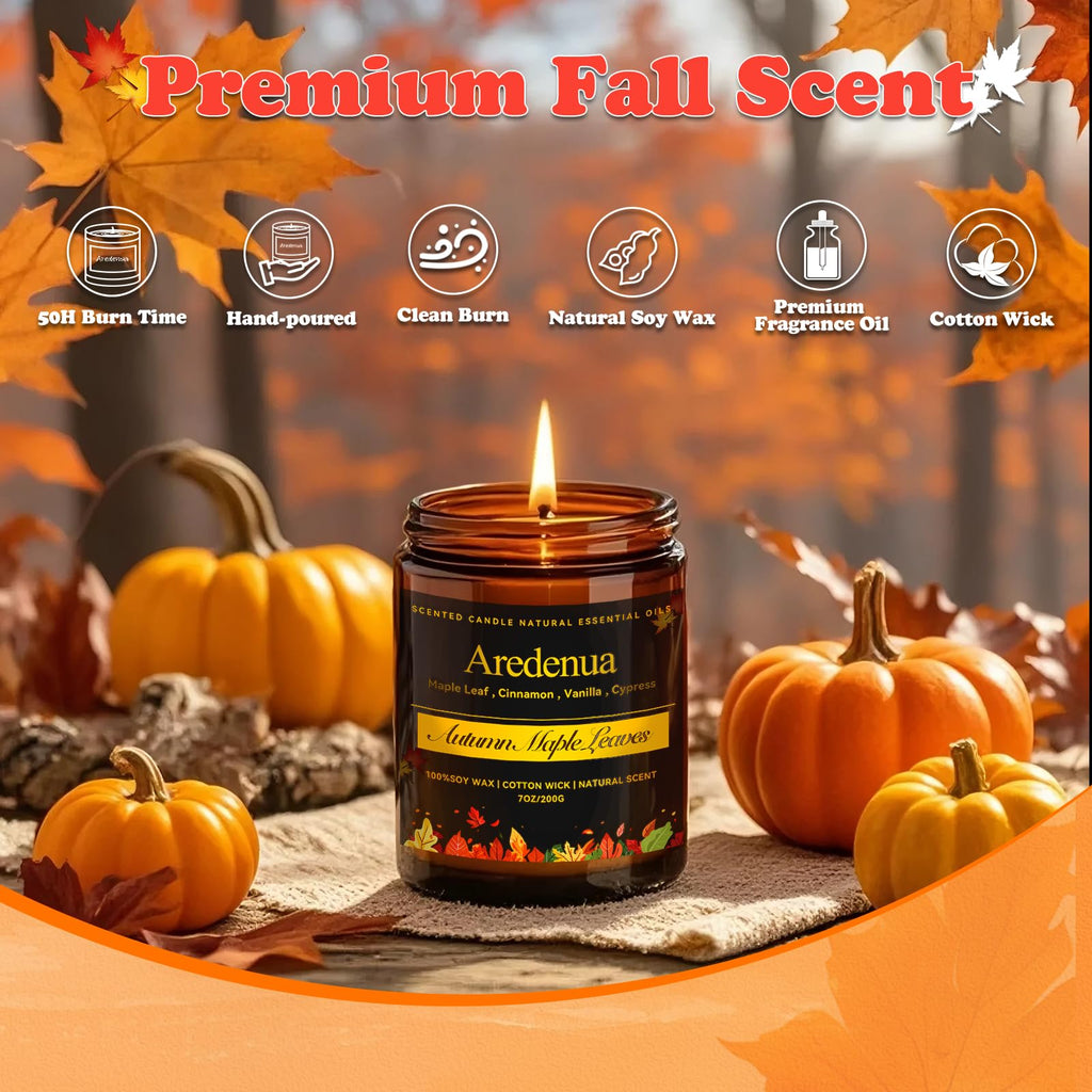 Fall Candles, Autumn Leaves Scent, Cozy Autumn Season Gifts for Fall
