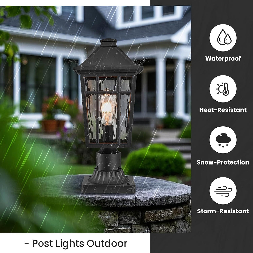 Outdoor Post Light Fixtures Black Outdoor Pole Light Waterproof Aluminum Pillar Lights Outdoor for Garden Patio Pathway