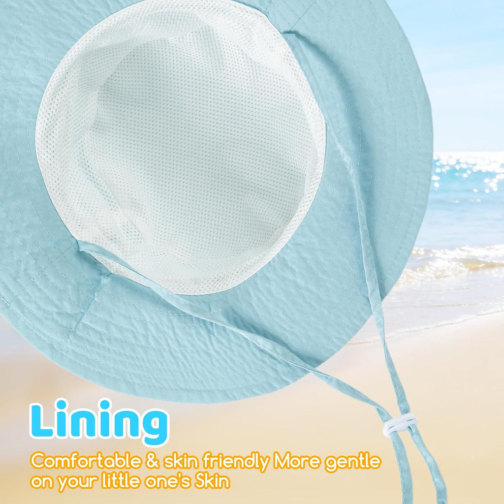 Pack Kids Toddler Sun Hat Summer UPF 50+ Wide Brim Adjustable Beach Hats for Boys Girls Years