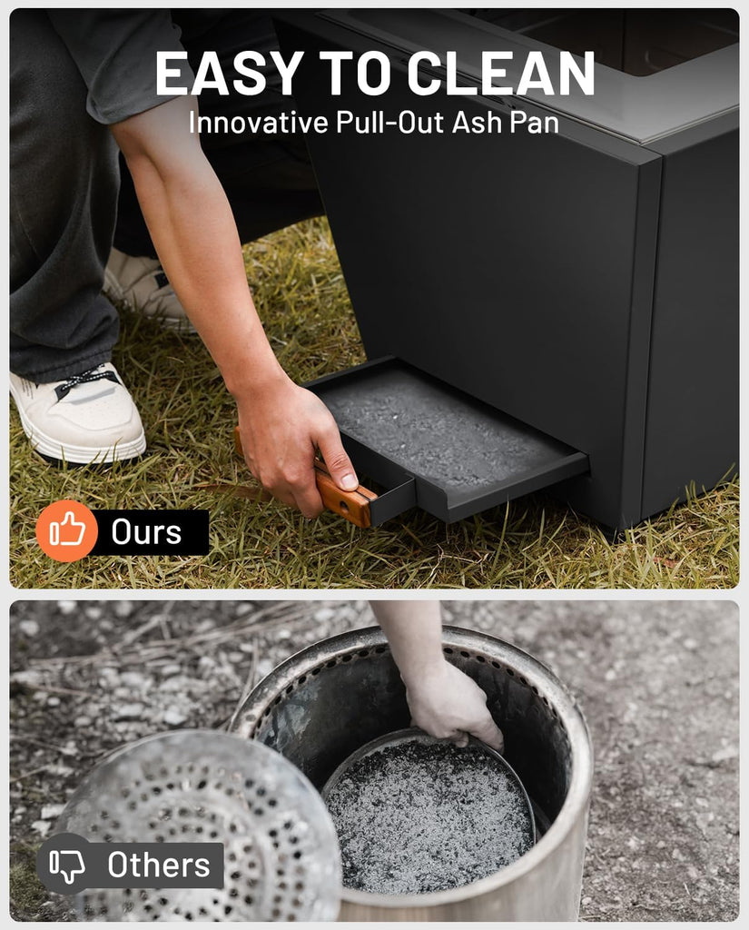 Smokeless Fire Pit, Portable Outdoor Firepits 35 inch, Pellet Fire Pits for Outside Wood Burning Carry Handle for