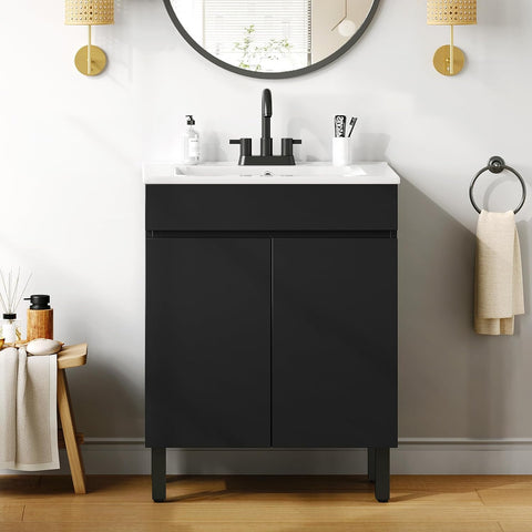 24" Compact Bathroom Vanity with Sink - Space-Saving Vanity Cabinet for Small Bathrooms