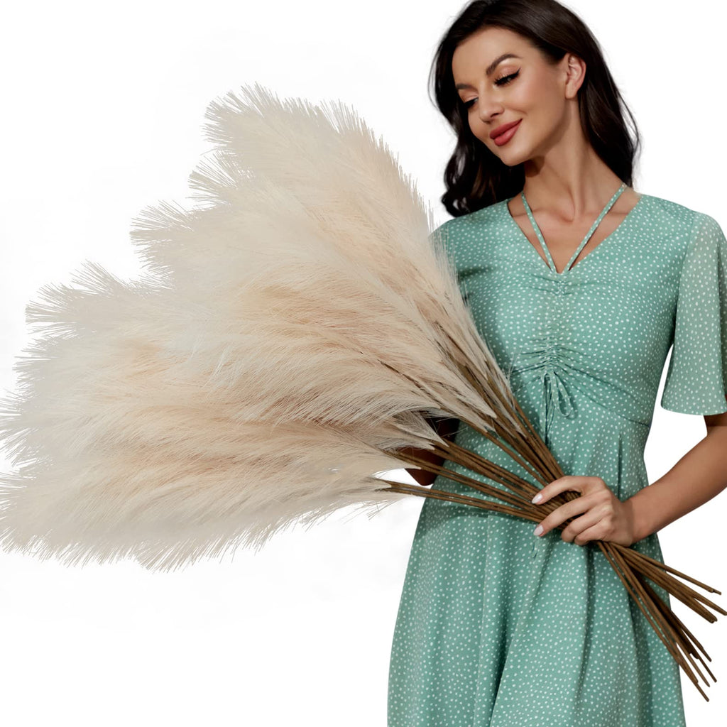 8 PCS 38"/3.1FT Large Artificial Pampas Grass Branches(Cream/Beige)