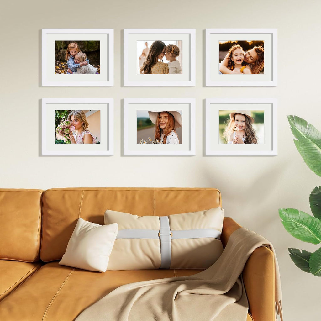 8.5x11 Picture Frames Set of 9 for Wall Mount or Tabletop, White