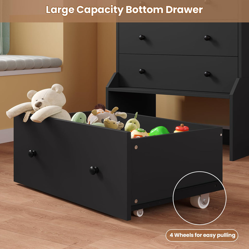 6 Drawer Tall Black