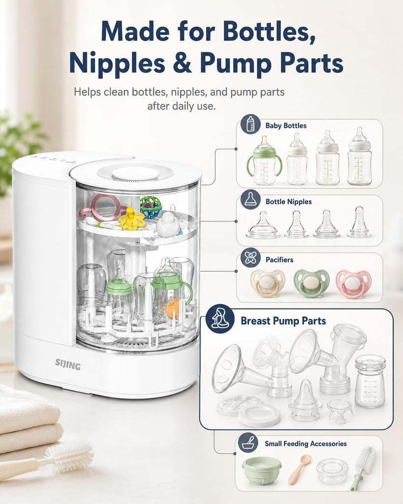 Baby Bottle Washer, Sterilizer and Dryer with Visible Glass Chamber