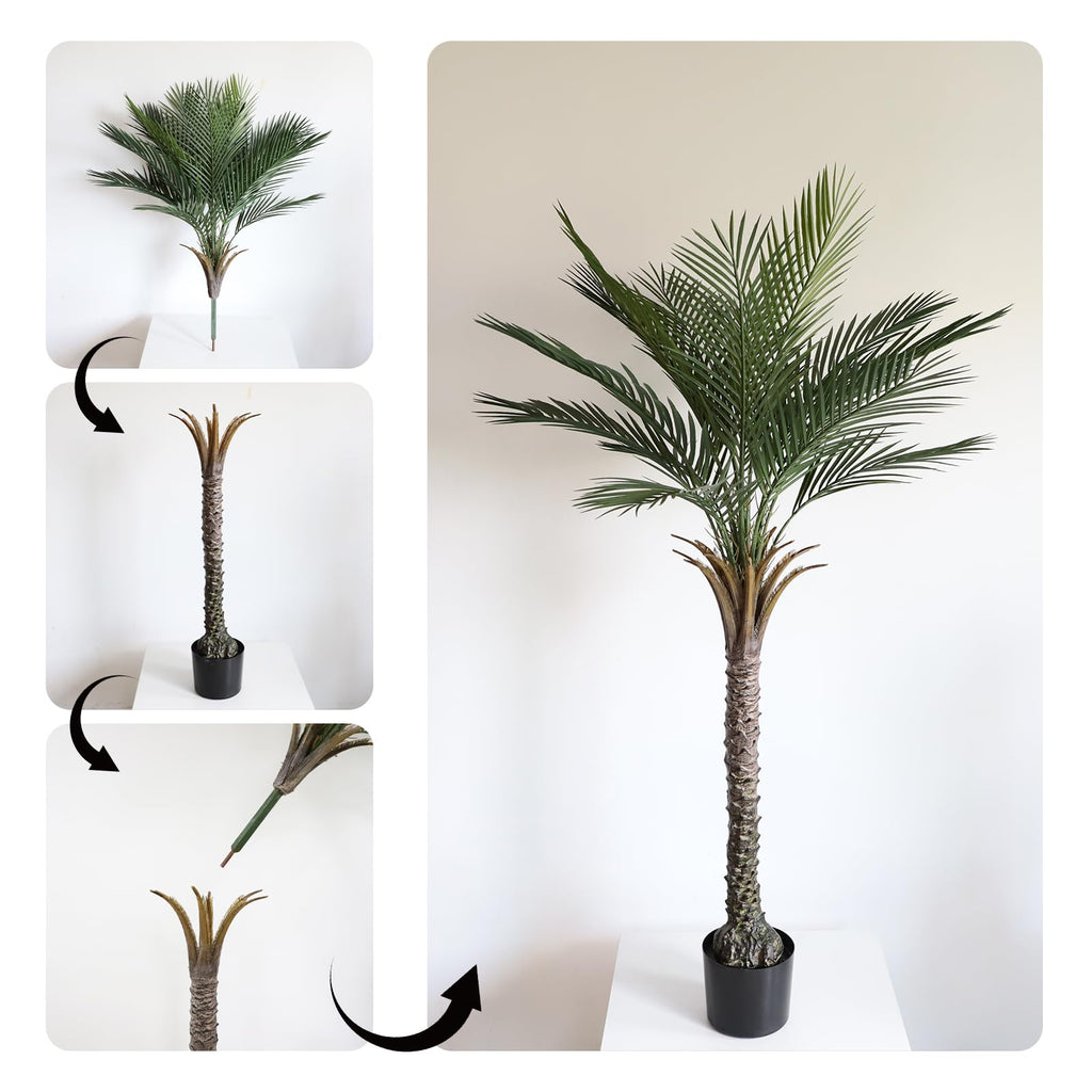 Artificial Palm Tree 5 Ft Tall UV Rated Faux Tropical Palm Plant in Pot for Indoor or Outdoor Home Office Decor