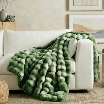 Faux Fur Throw for Couch, Fuzzy Soft Plush Thick Bubble Blanket for Sofa Bedroom Living Room, 60x80 Inches Tie-dye