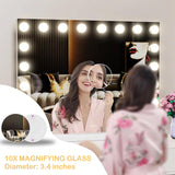 Vanity Mirror with Lights, 32 x 24 Tabletop Hollyhood Makeup Mirror, Hollywood Lighted Mirror with 18 Dimmable LED