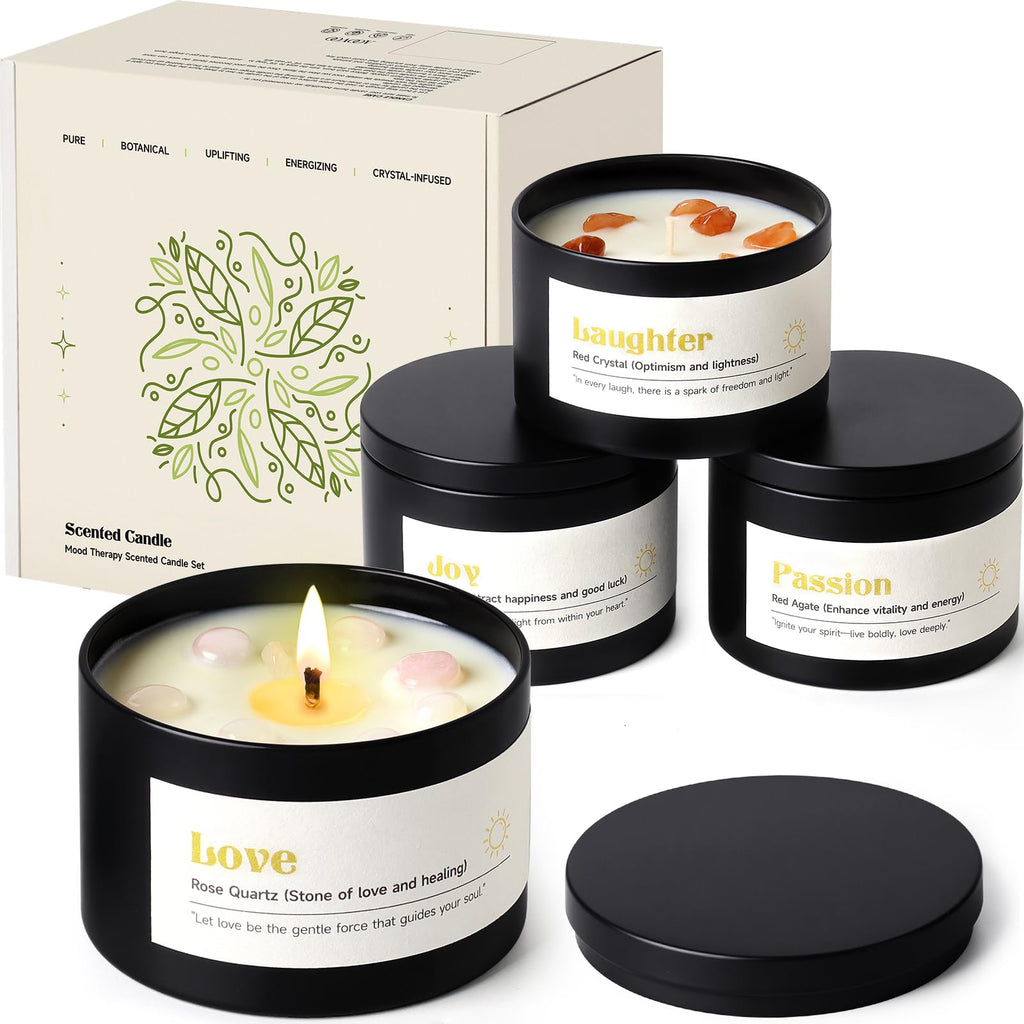 Crystal Energy Candles Set for Women - Soy Candle Scented