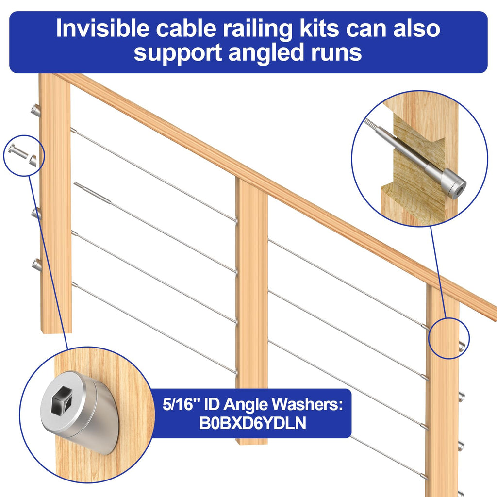 50 Pack 1/8" Invisible Cable Railing kit, T316 Stainless Steel