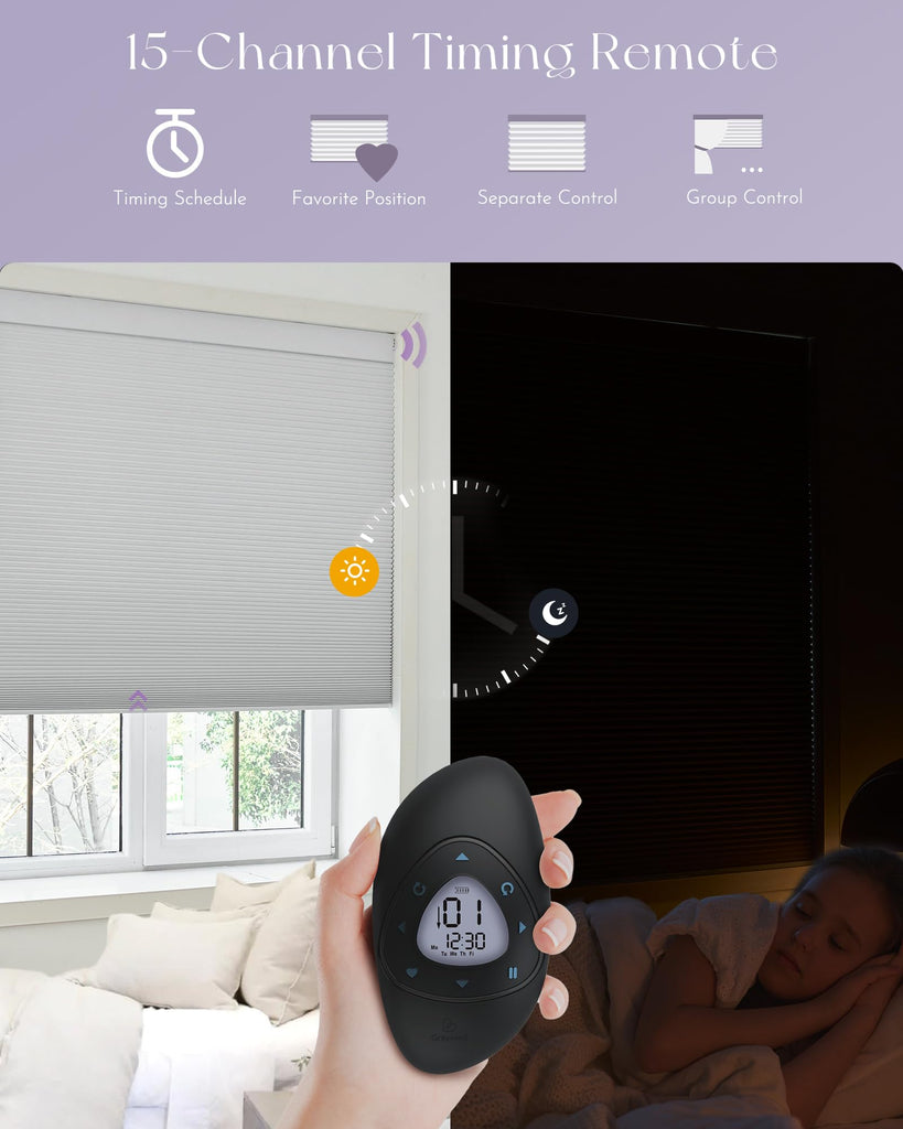 Smart Custom Cellular Shades Compatible with Alexa Google Blackout Rechargeable Motorized 5/8" Single-Cell Honeycomb