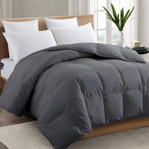 Premium 2100 Series King Comforter All Season Breathable Grey Comforter Soft 4D Spiral Fiber Quilted