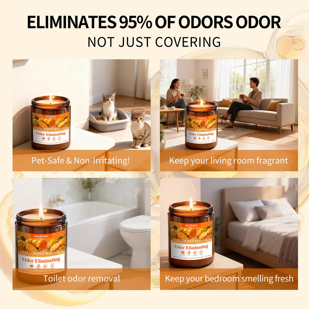 Orange Odor Eliminating Candles, 7 oz Soy Scented Candle