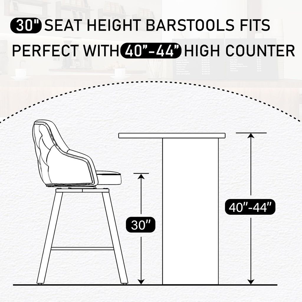 Swivel Bar Stools Set of 4, Bar Height Stool with Back Island