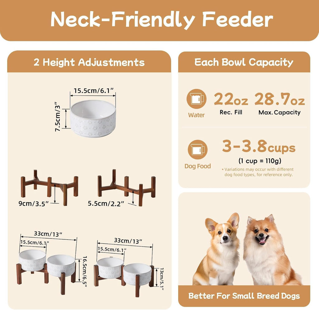Elevated Dog Bowls, Raised Ceramic Dog Bowl for Small & Medium Dogs