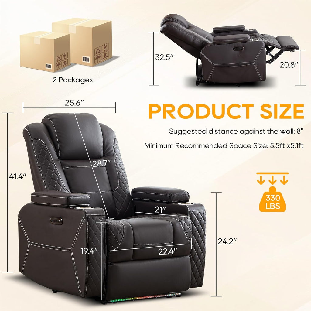 Homer Theater Seating Recliner, Power Recliner Chair with Adjustable Powered Headrest