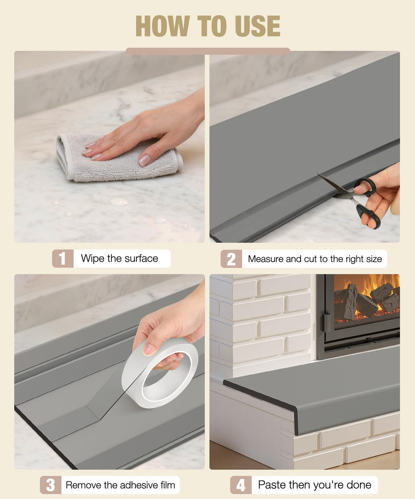 Fireplace Baby Proofing 80'', Soft Seat Hearth Cushion for Baby Proof, Grey