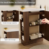 20 Inch Small Bathroom Vanity with Sink, Narrow Depth Wood Cabinet with Soft-Close Door and Adjustable Shelves, Walnut