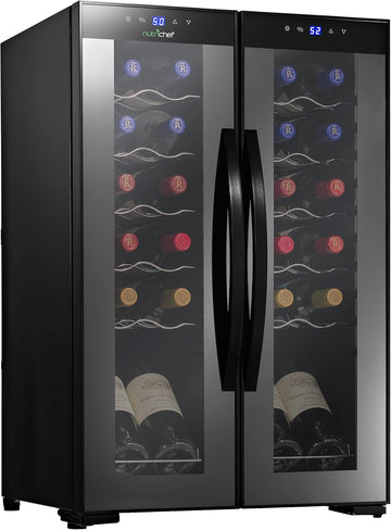 24 Bottle Wine Fridge | Dual Zone Wine Chiller | Adjustable Temperature 41°F to 