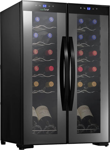 24 Bottle Wine Fridge | Dual Zone Wine Chiller | Adjustable Temperature 41°F to 