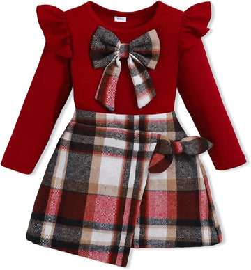 Toddler Baby Girl Clothes Fall Winter Outfits Ruffle Top Dress Pretty Hat Overall Skirt Set