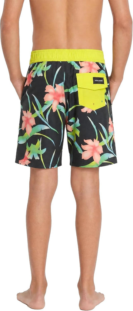 Boys' Elastic Waist Boardshort - UPF 50+ Sun Protection Quick Dry Lined Swim Trunks-Big Boys