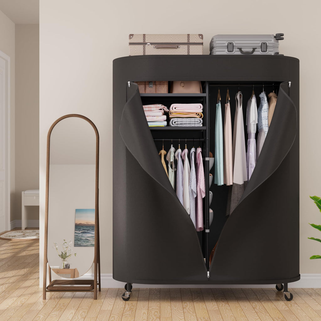 Heavy Duty Clothes Rack with Cover Portable Rolling Closet 480LBS