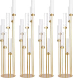 4Sets Floor Candelabra Tall 7 Arm Centerpieces, 48" Tall Metal Candlestick Holders with Acrylic Lampshade candelabros