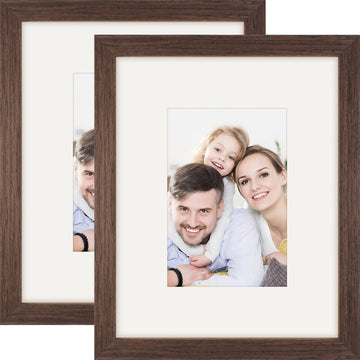 8x10 Picture Frames Solid Wood 6x8 Square Frame with Mat Oak 2 Pack