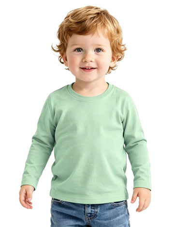 Toddler Boy Long Sleeve Shirt Baby Basic T-Shirt Soft Crewneck Tops Green