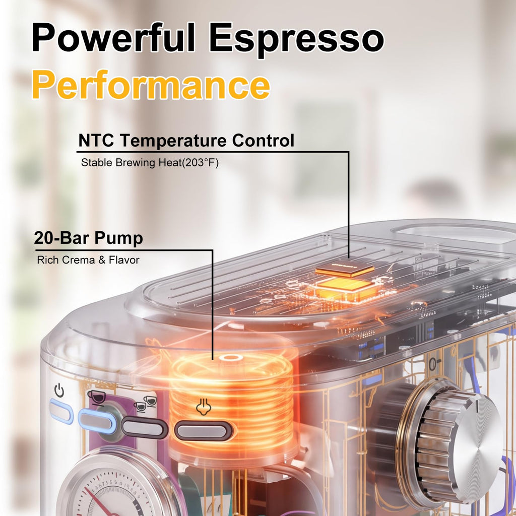 Compact Expresso Coffee Machine 20Bar Espresso Machine, Steam Wand