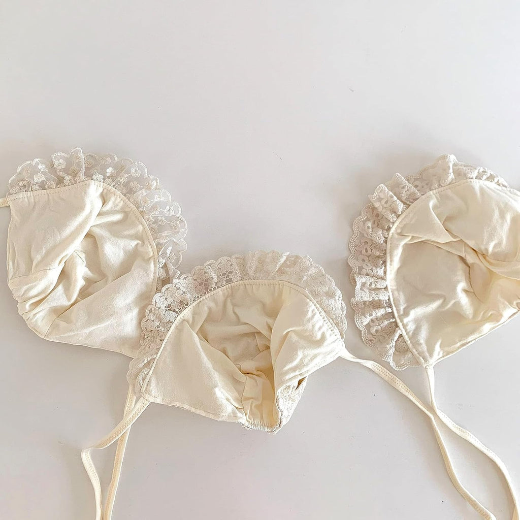 Baby Girls Lace Cotton Bonnet Retro Style Embroidery 0