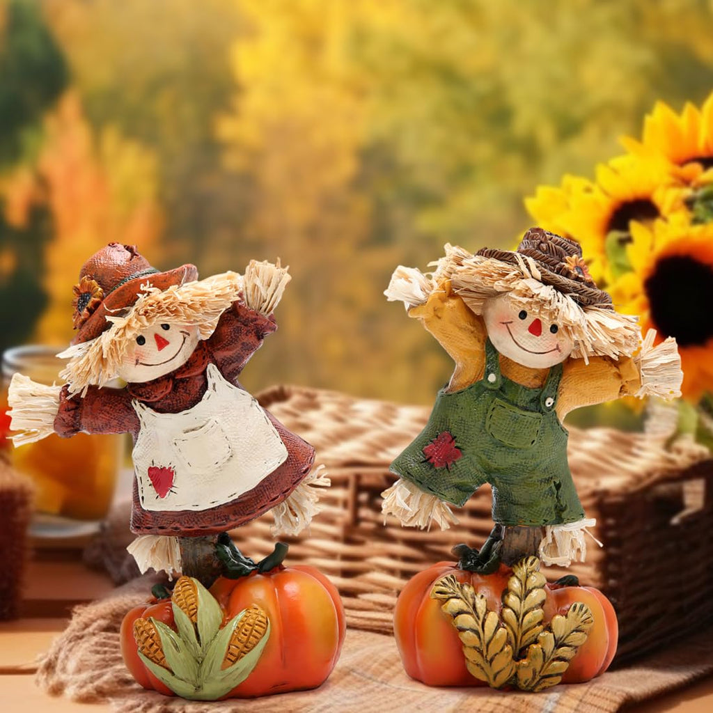 Fall Scarecrow Pumpkin Figurines, Thanksgiving Decor