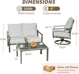 NATURAL EXPRESSIONS Patio Furniture Set,4 Piece Outdoor Conversation Metal Swivel Rocking Chairs Set with Hand-Woven