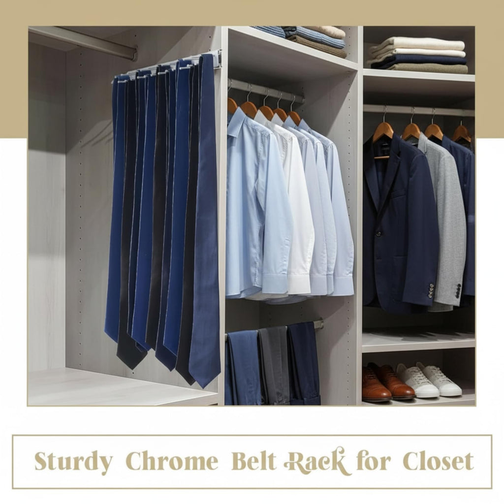 1 Pcs 13.8'' Sliding Tie Rack Hangers for Closet, 25 Tie Each, Sliver