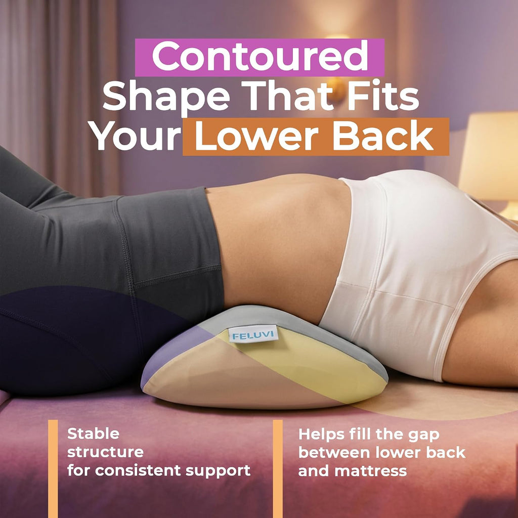 Lumbar Support Pillow for Sleeping, 22 Inch Memory Foam Lower Back Pillow for Bed, Ergonomic Sleep Cushion for Side