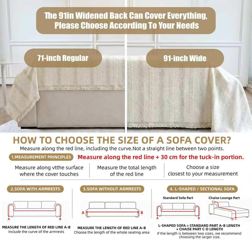 Couch Cover for Dogs Washable Sofa Cover, Sectional Couch Covers, Sofa Covers for 2 Cushion Couch, Non Slip Stripe