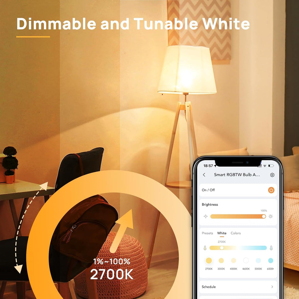 BR30 Smart Light Bulbs, WiFi Flood Light Bulbs Compatible with Alexa & Google Home, RGBTW Color Changing Light Bulb