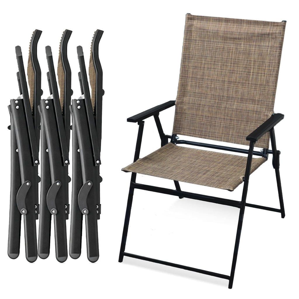 Folding Outdoor Chair Set of 4 Stackable Outdoor Dining Chair with Armrests Backrest Portable Folding Patio Chairs