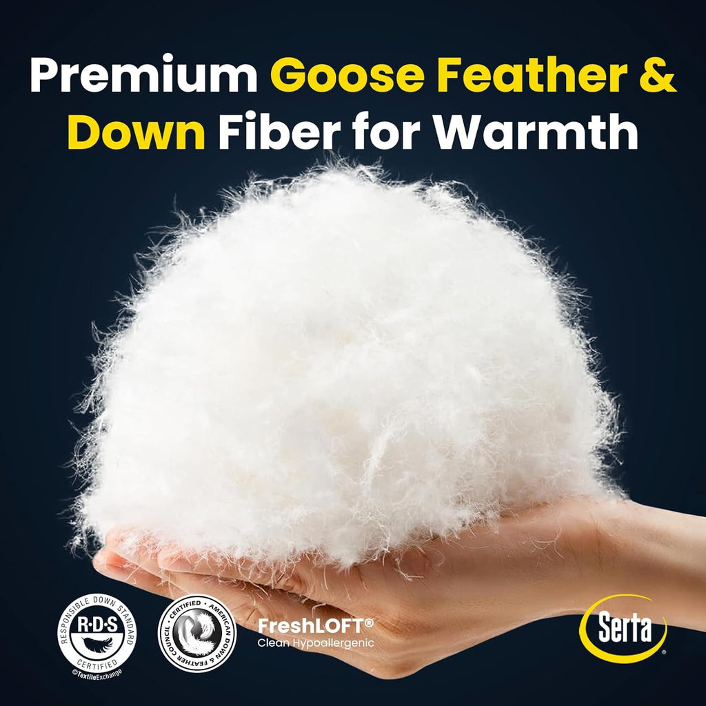 Goose Feathers Down Fiber Comforter Queen Duvet Insert,100% Cotton,Hotel Luxury Hypoallergenic Comfo