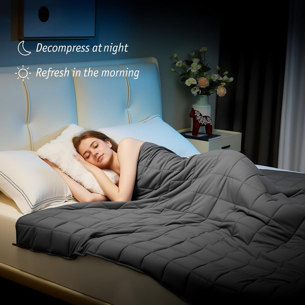 Weighted Blanket for Adults 15lbs, 48"x72", Twin Size Soft Cooling Weighted Blanket for 125-180lbs, Breathable Heavy