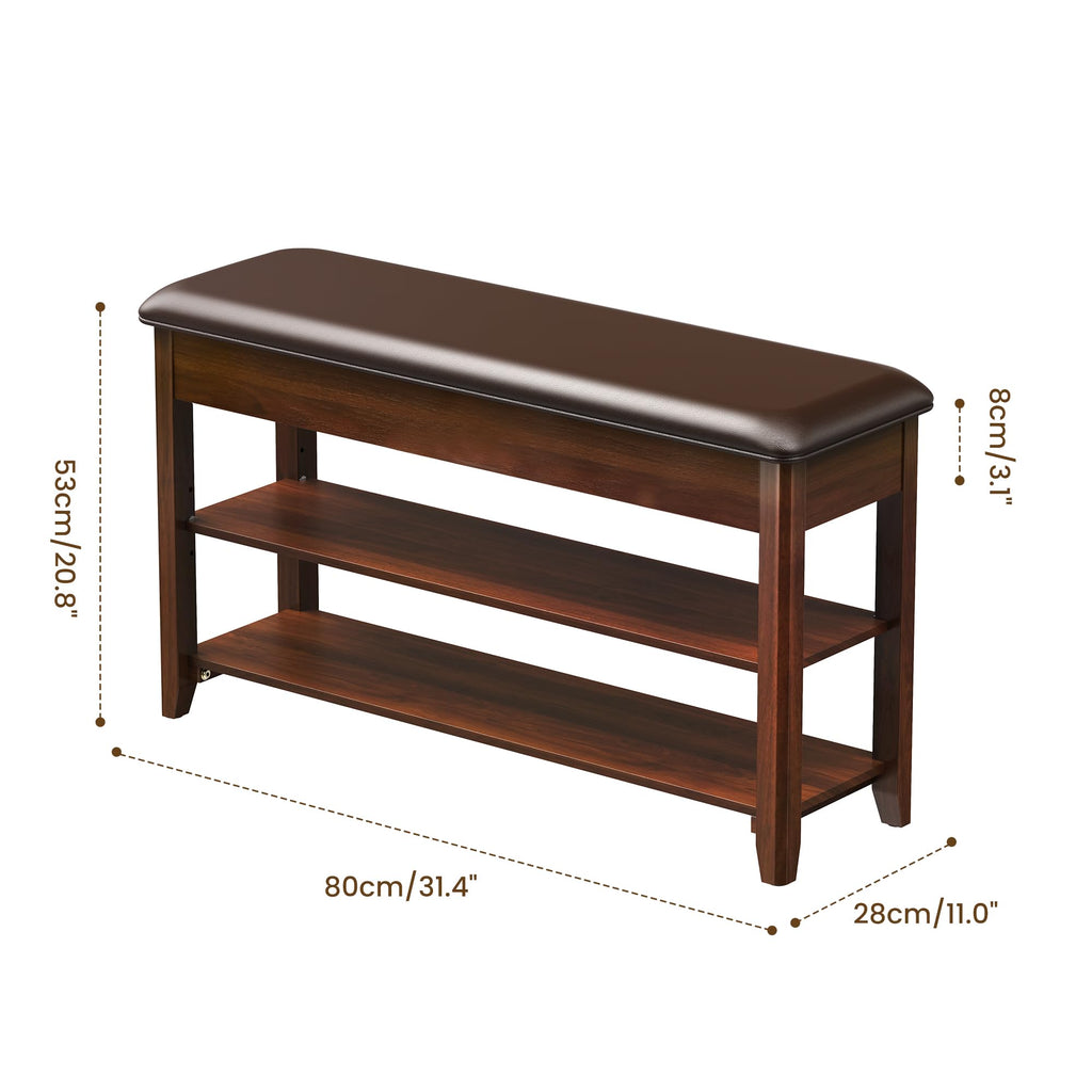 Solid Wood Entryway Shoe Rack Bench with Storage