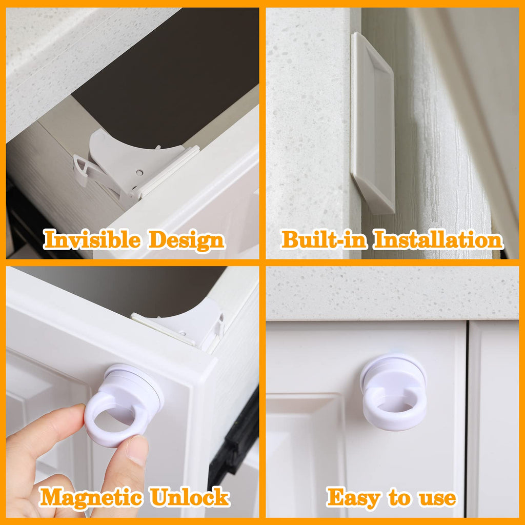 8 Set Magnetic Cabinet Lock Keys Safety Proofing Magnet