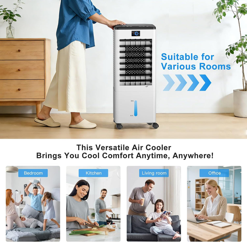 Portable Air Conditioners, 4-IN-1 Evaporative Air Cooler, Portable AC Unit w/ 4 Modes & 3 Speeds