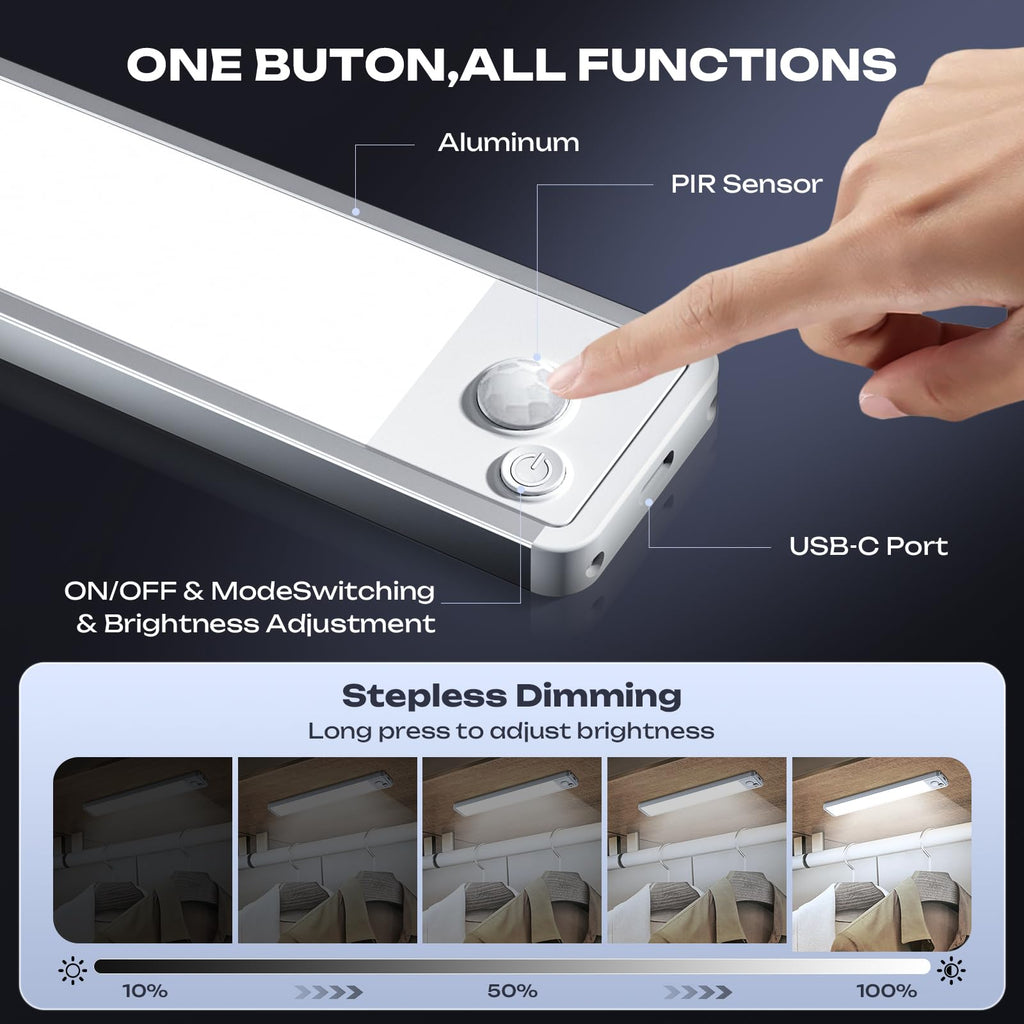Under Cabinet Lighting Wireless LED Motion Sensor Magnetic Light 14Inch 2500maAh Rechargeable Indoor Closet Lights