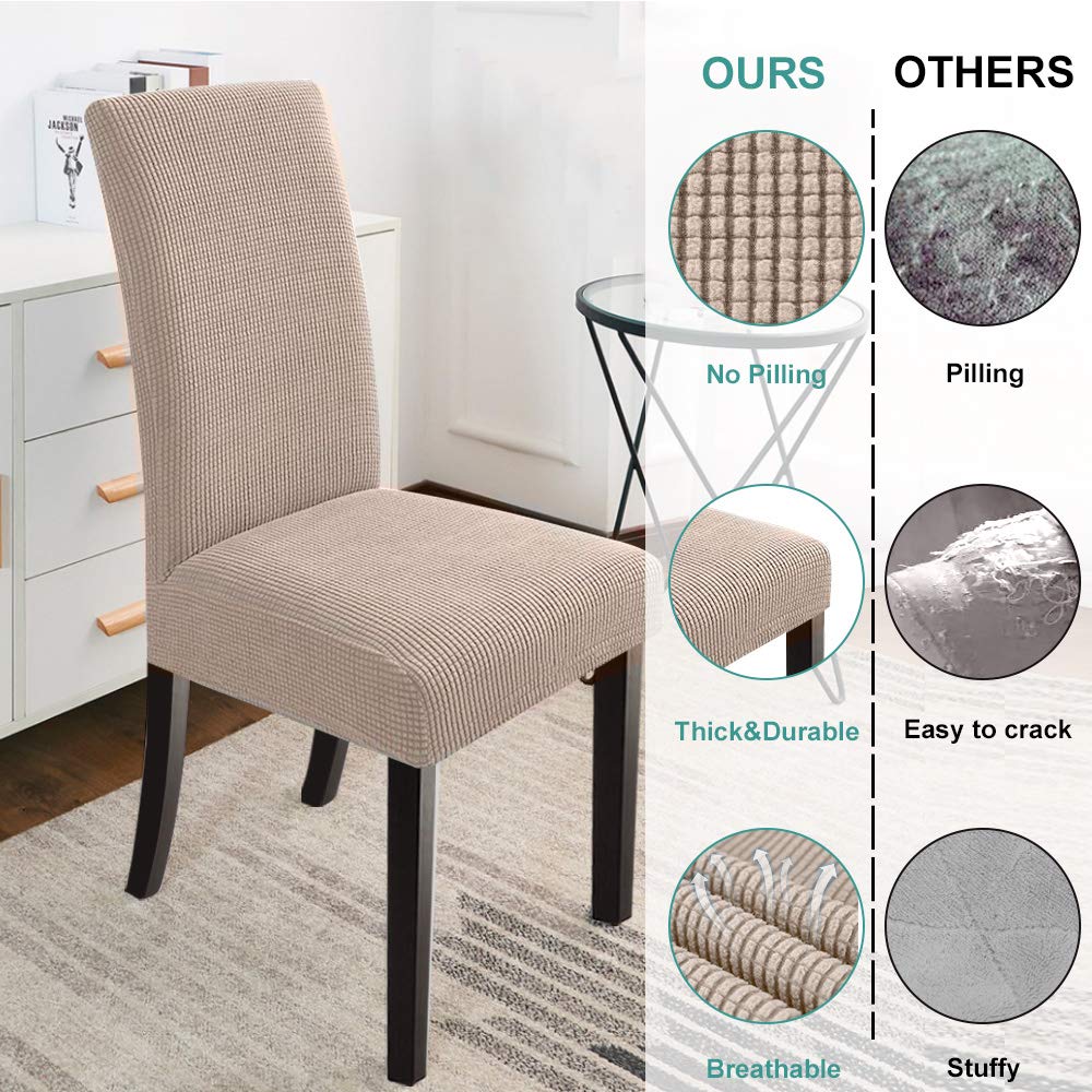 Dining Chair Covers Seat Parson Chair Slipcover Set of 4, Khaki