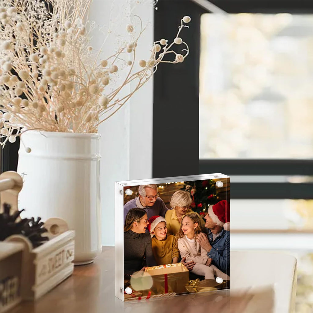 6x6 Acrylic Picture Frame 5 Pack, Frameless Clear Photo Frames