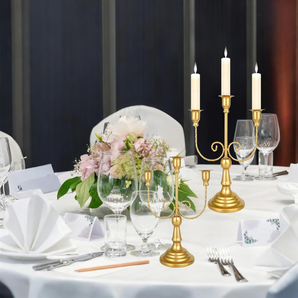 8 Pcs Gold Candelabra 12 Inch 3 Arm Metal Candle Stand Wedding Candlestick Holder for Table Centerpieces Wedding
